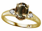 Tommaso Design™ Oval 8x6mm Genuine Smoky Quartz Ring