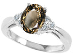 Tommaso Design™ Oval 8x6mm Genuine Smoky Quartz s Ring