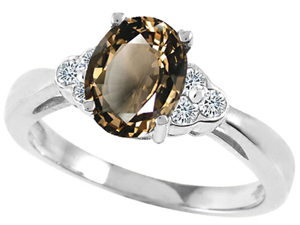 Tommaso Design™ Oval 8x6mm Genuine Smoky Quartz s Ring