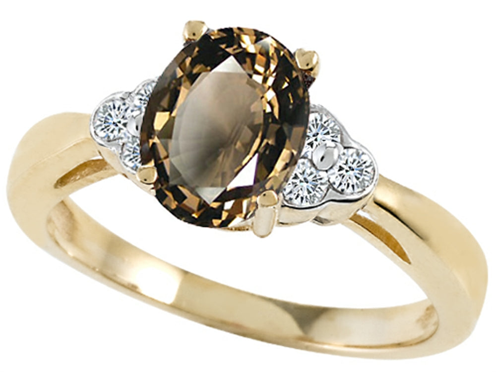 Tommaso Design™ Oval 8x6mm Genuine Smoky Quartz s Ring