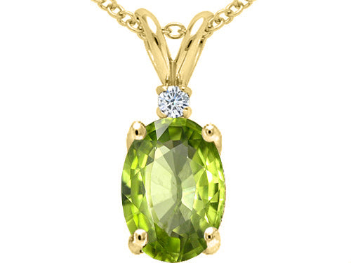 Tommaso Design™ Oval 8x6 mm Genuine Peridot Pendant Necklace
