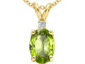 Tommaso Design™ Oval 8x6 mm Genuine Peridot Pendant Necklace
