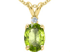 Tommaso Design™ Oval 8x6 mm Genuine Peridot Pendant Necklace
