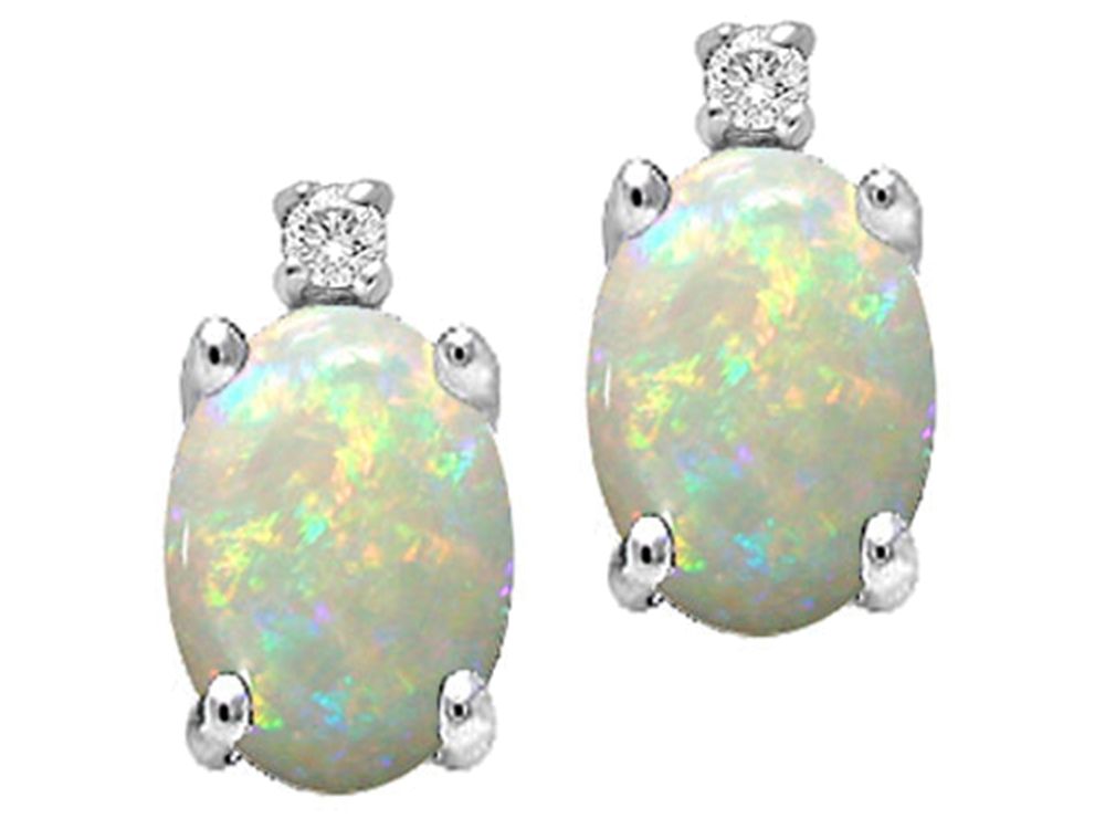 Tommaso Design™ Oval 8x6mm Genuine Opal Earrings