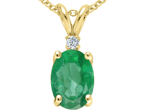 Tommaso Design™ Oval 8x6 mm Genuine Emerald Pendant Necklace