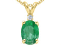 Tommaso Design™ Oval 8x6 mm Genuine Emerald Pendant Necklace