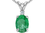 Tommaso Design™ Oval 8x6 mm Genuine Emerald Pendant Necklace