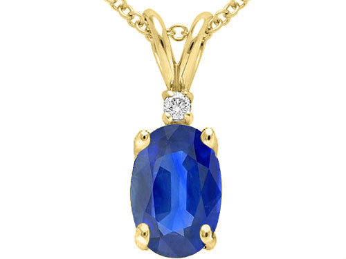 Tommaso Design™ Oval 7x5mm Genuine Sapphire Pendant Necklace