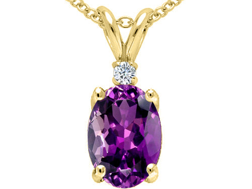 Tommaso Design™ Oval 8x6 mm Genuine Amethyst Pendant Necklace