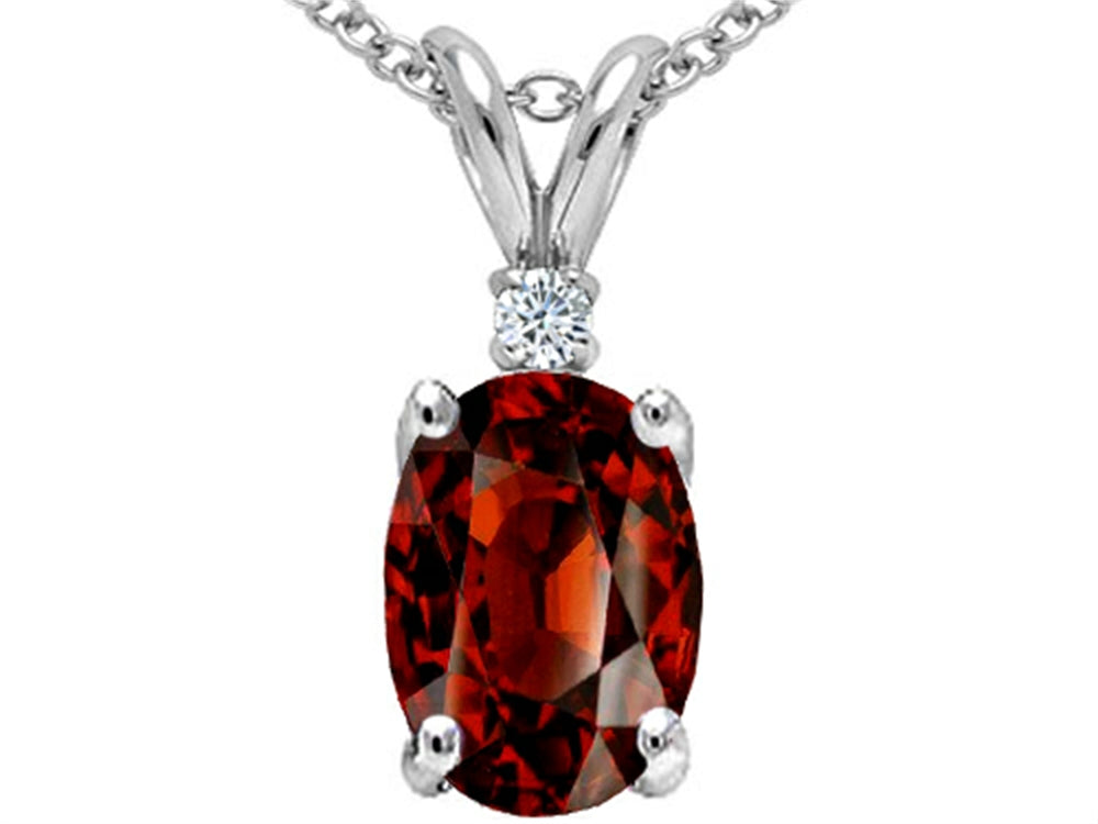 Tommaso Design™ Oval 8x6 mm Genuine Garnet Pendant Necklace
