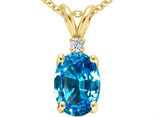 Tommaso Design™ Oval 8x6 mm Genuine Blue Topaz Pendant Necklace