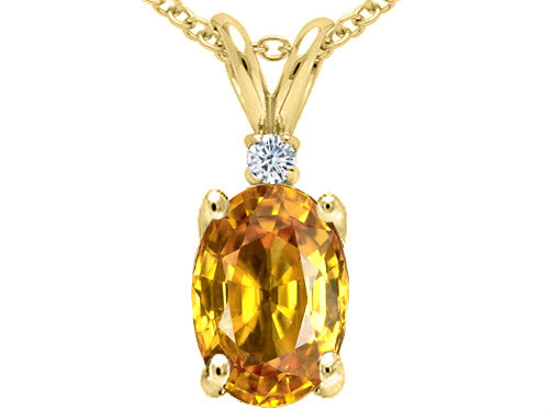 Tommaso Design™ Oval 8x6 mm Genuine Citrine Pendant Necklace