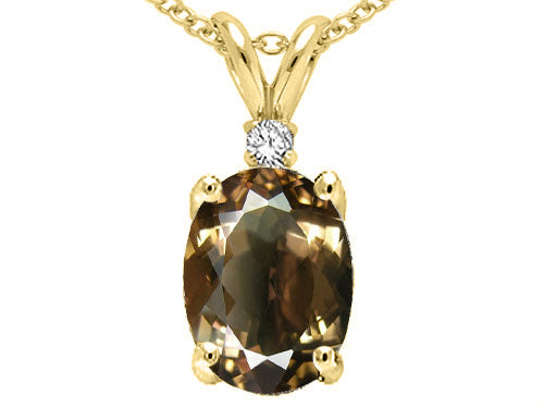 Tommaso Design™ Oval 8x6 mm Genuine Smoky Quartz Pendant Necklace