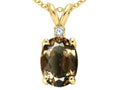 Tommaso Design™ Oval 8x6 mm Genuine Smoky Quartz Pendant Necklace