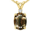 Tommaso Design™ Oval 8x6 mm Genuine Smoky Quartz Pendant Necklace