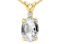 Tommaso Design™ Oval 8x6 mm Genuine White Topaz Pendant Necklace