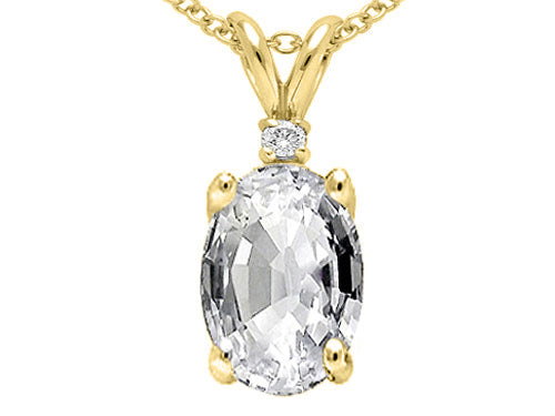 Tommaso Design™ Oval 8x6 mm Genuine White Topaz Pendant Necklace