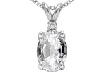 Tommaso Design™ Oval 8x6 mm Genuine White Topaz Pendant Necklace