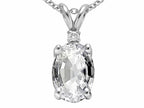Tommaso Design™ Oval 8x6 mm Genuine White Topaz Pendant Necklace