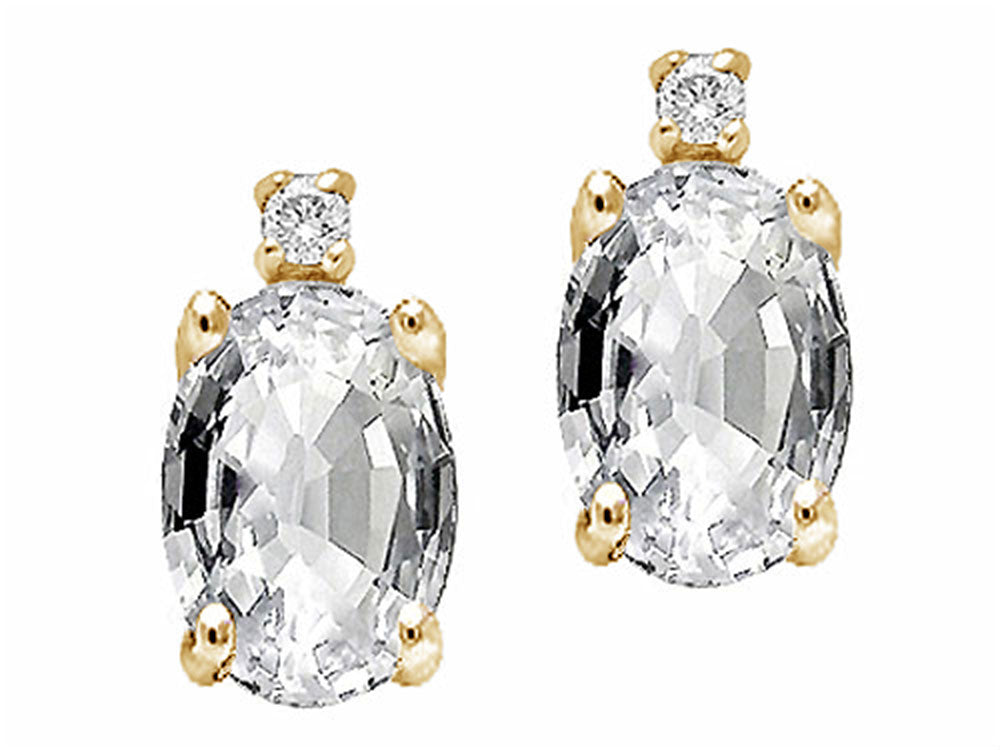 Tommaso Design™ Oval 8x6 mm Genuine White Topaz Earrings