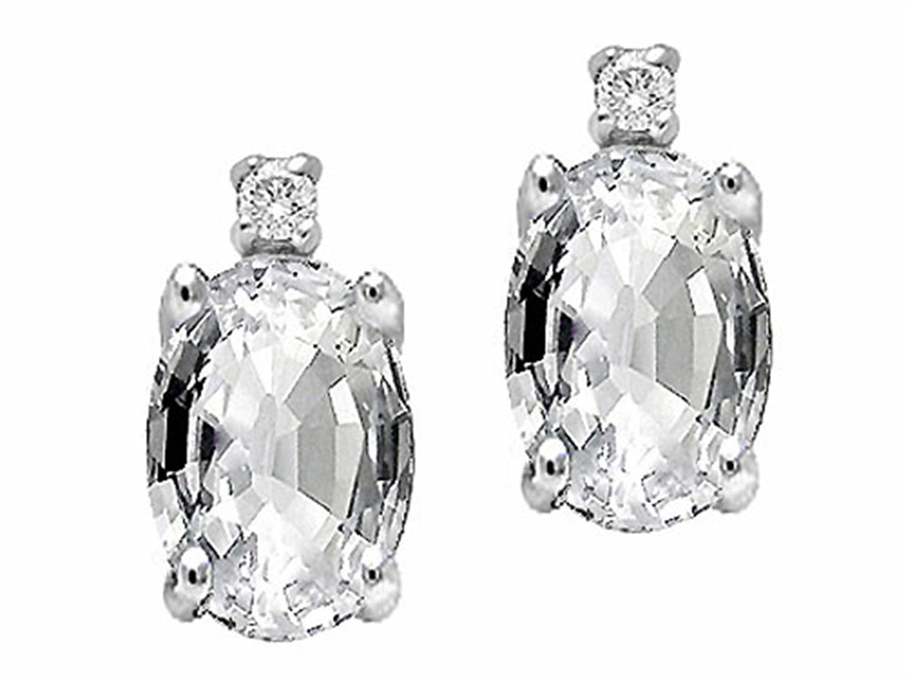 Tommaso Design™ Oval 8x6 mm Genuine White Topaz Earrings