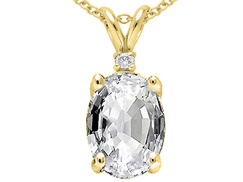 Tommaso Design™ Oval 9x7 mm Genuine White Topaz Pendant Necklace