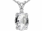 Tommaso Design™ Oval 9x7 mm Genuine White Topaz Pendant Necklace