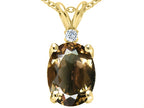 Tommaso Design™ Oval 9x7 mm Genuine Smoky Quartz Pendant Necklace