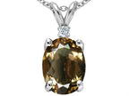 Tommaso Design™ Oval 9x7 mm Genuine Smoky Quartz Pendant Necklace