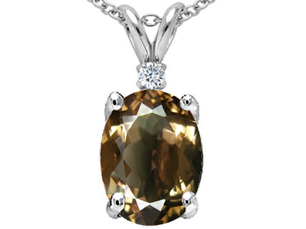Tommaso Design™ Oval 9x7 mm Genuine Smoky Quartz Pendant Necklace