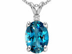 Tommaso Design™ Oval 9x7 mm Genuine Blue Topaz Pendant Necklace
