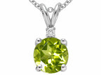 Tommaso Design™ Round 7mm Genuine Peridot Pendant Necklace