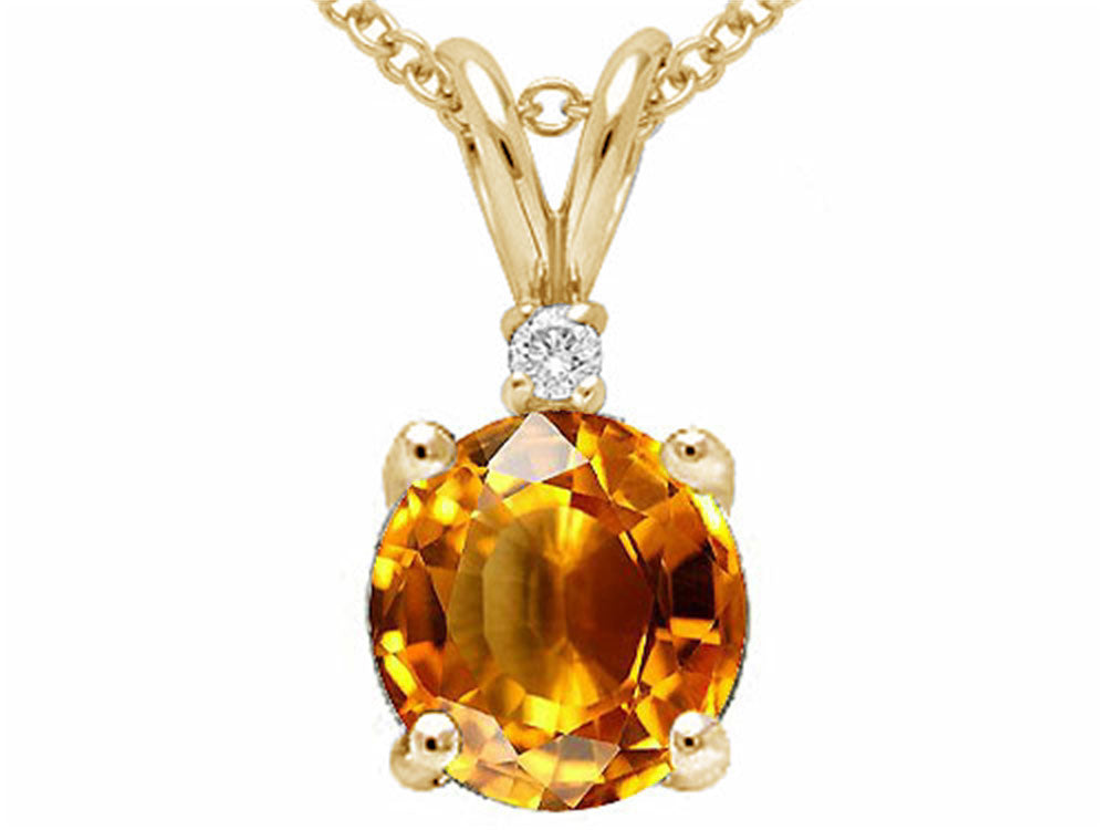 Tommaso Design™ Round 6mm Genuine Citrine Pendant Necklace