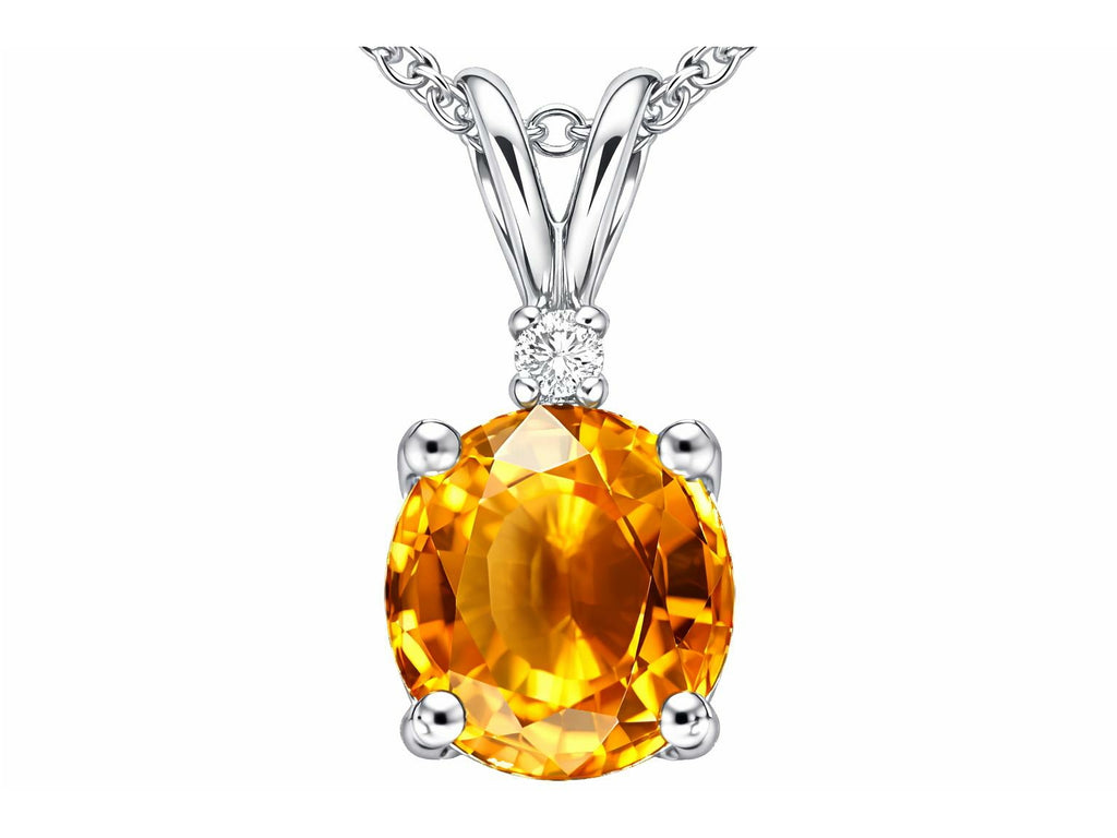 Tommaso Design™ Round 6mm Genuine Citrine Pendant Necklace