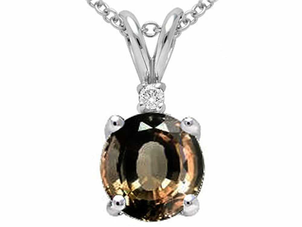Tommaso Design™ Round 6mm Genuine Smoky Quartz Pendant Necklace