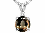 Tommaso Design™ Round 6mm Genuine Smoky Quartz Pendant Necklace