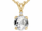 Tommaso Design™ Round 6mm Genuine White Topaz Pendant Necklace