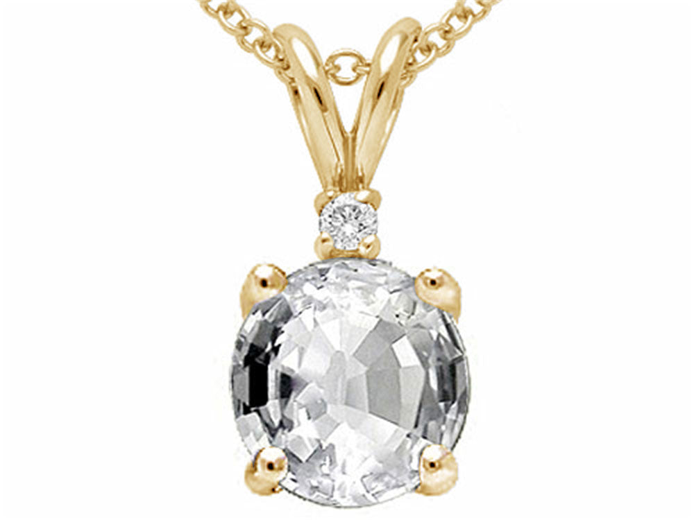 Tommaso Design™ Round 6mm Genuine White Topaz Pendant Necklace