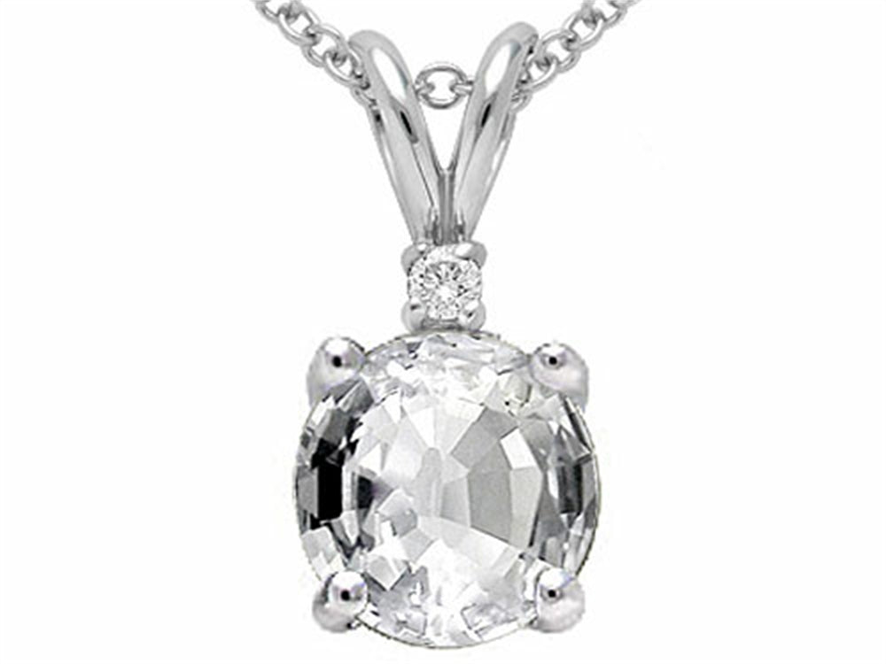 Tommaso Design™ Round 6mm Genuine White Topaz Pendant Necklace