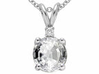Tommaso Design™ Round 6mm Genuine White Topaz Pendant Necklace