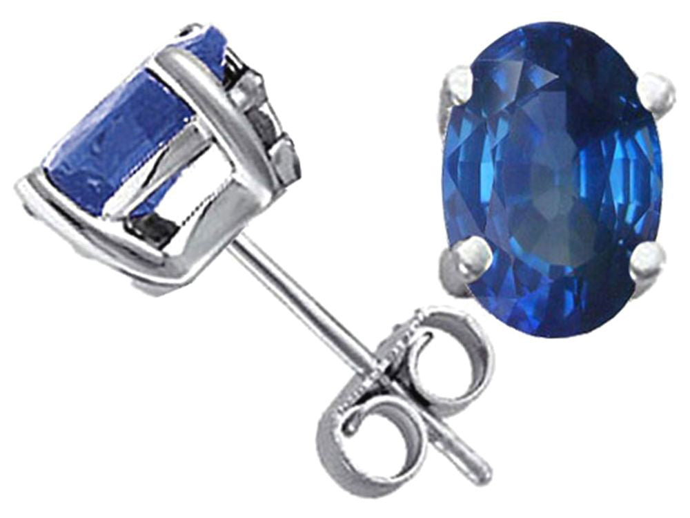 Tommaso Design™ Oval 7x5mm Genuine Sapphire Earrings Studs