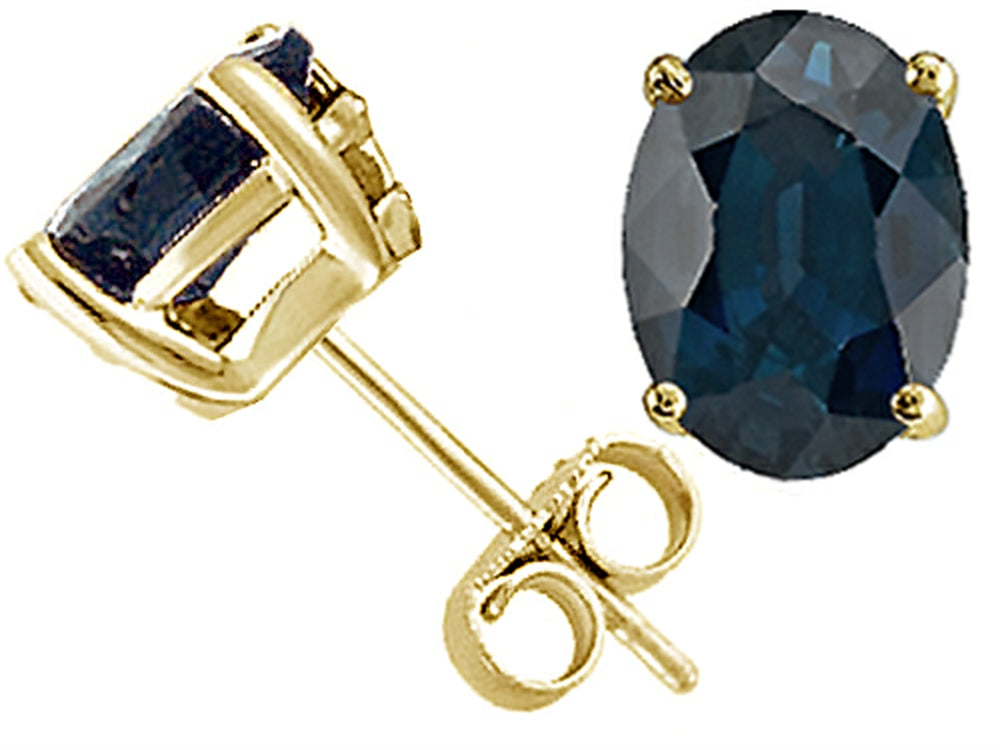 Tommaso Design™ Genuine Oval 7x5mm Sapphire Earrings Studs