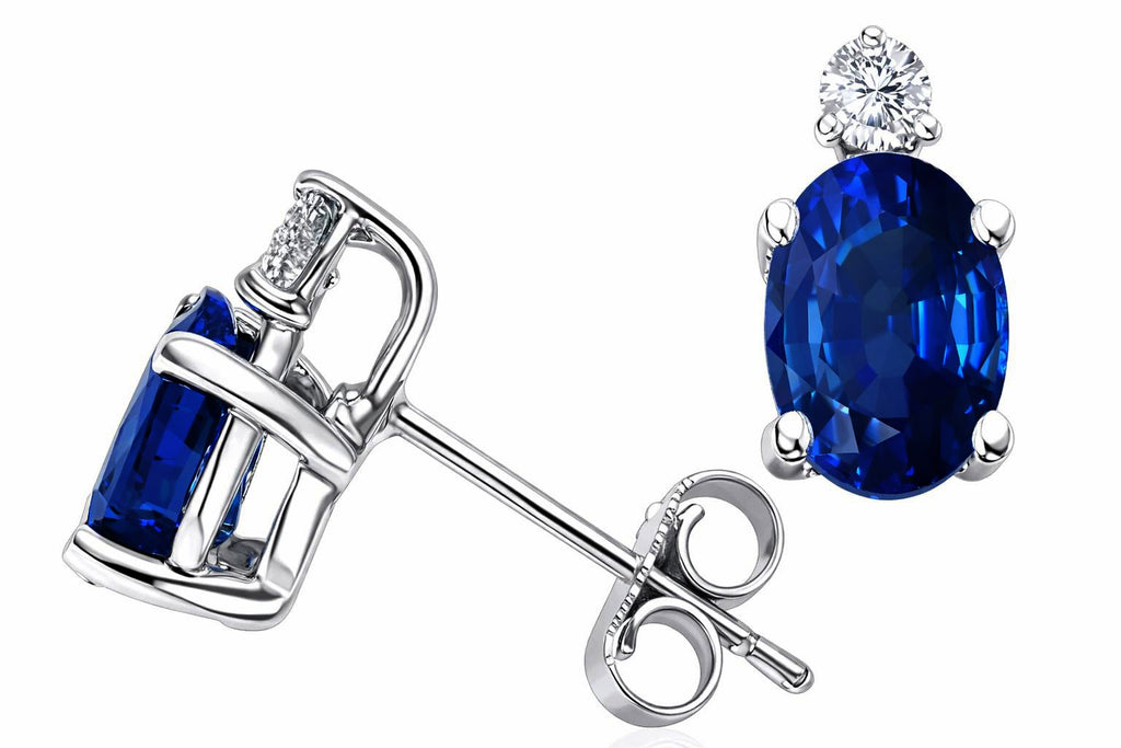Tommaso Design™ Oval 6x4 mm Genuine Sapphire Earrings Studs