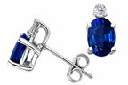 Tommaso Design™ Oval 6x4 mm Genuine Sapphire Earrings Studs