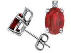 Tommaso Design™ Genuine Oval Ruby and Diamond Earrings Studs