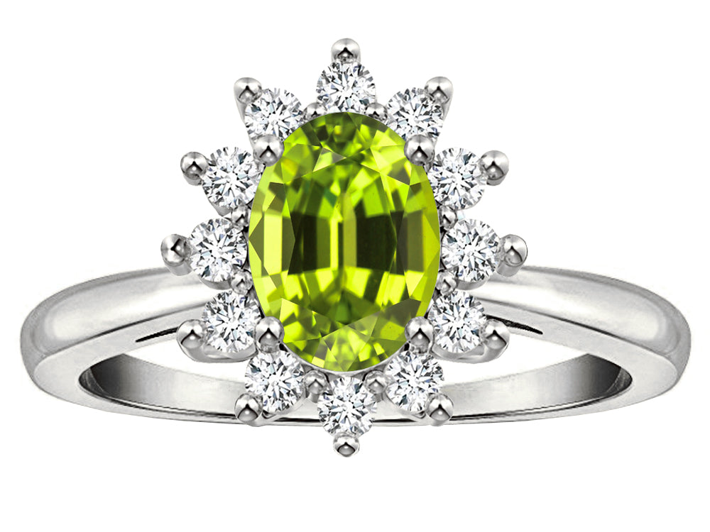 Tommaso Design™ Oval 7x5 mm Genuine Peridot Ring