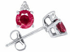 Tommaso Design™ Genuine Round Ruby and Diamond Earrings