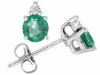 Tommaso Design™ Round 4.5 mm Genuine Emerald Earrings