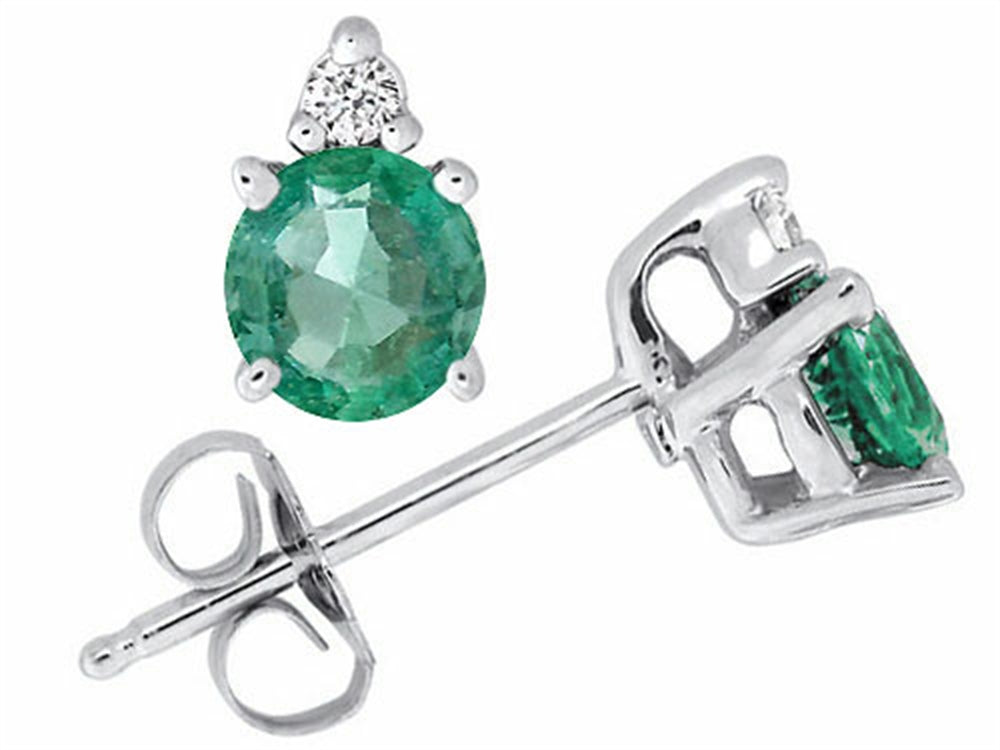 Tommaso Design™ Round 4.5 mm Genuine Emerald Earrings