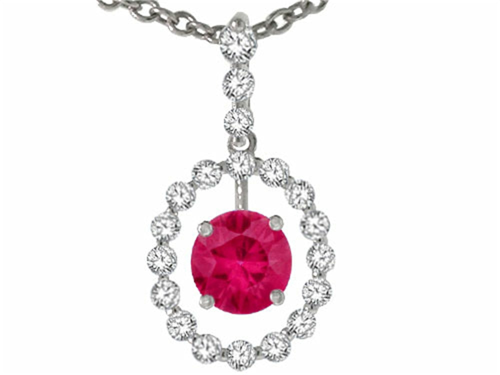 Tommaso Design™ Genuine14k Ruby and Diamond Pendant Necklace